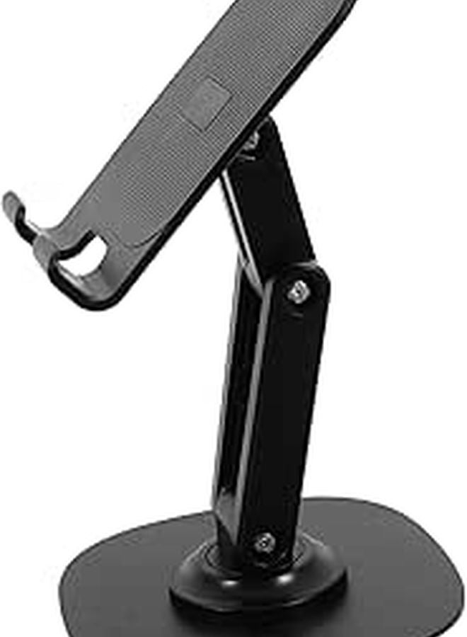 Black Metal Rotating Phone Stand 360 Dual Joint Adjustable Foldable Desktop Holder - Image 1