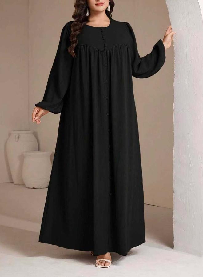Take Two Plus Size Black Balloon Sleeve Jalabiya - Image 1