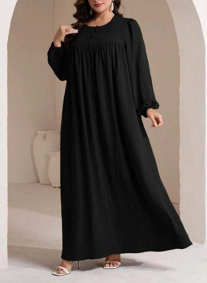 Take Two Plus Size Black Balloon Sleeve Jalabiya - Image 3