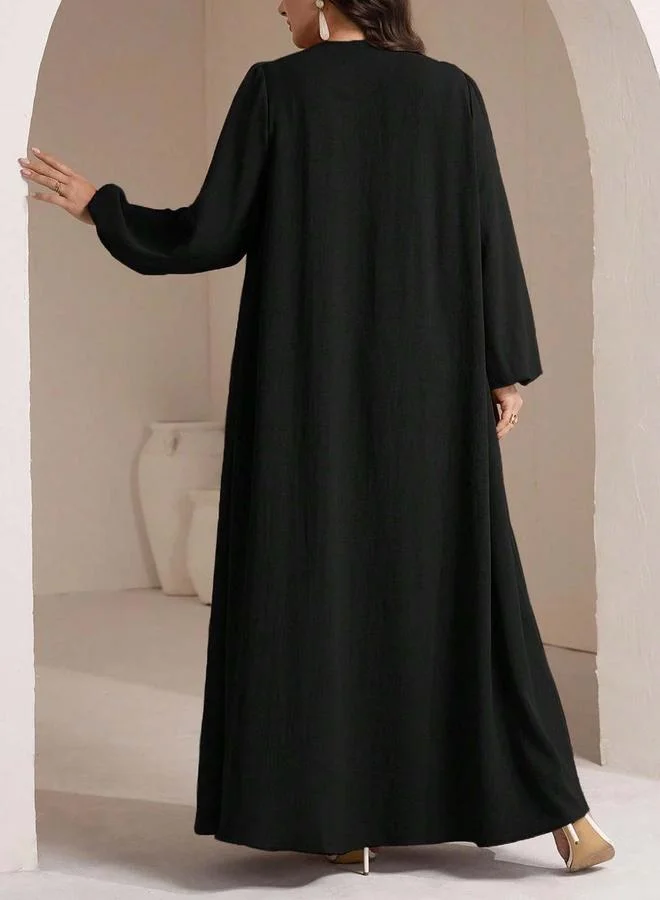 Take Two Plus Size Black Balloon Sleeve Jalabiya