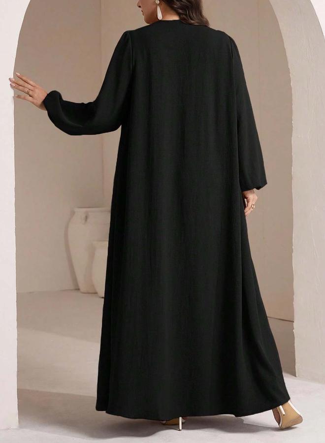 Take Two Plus Size Black Balloon Sleeve Jalabiya - Image 2