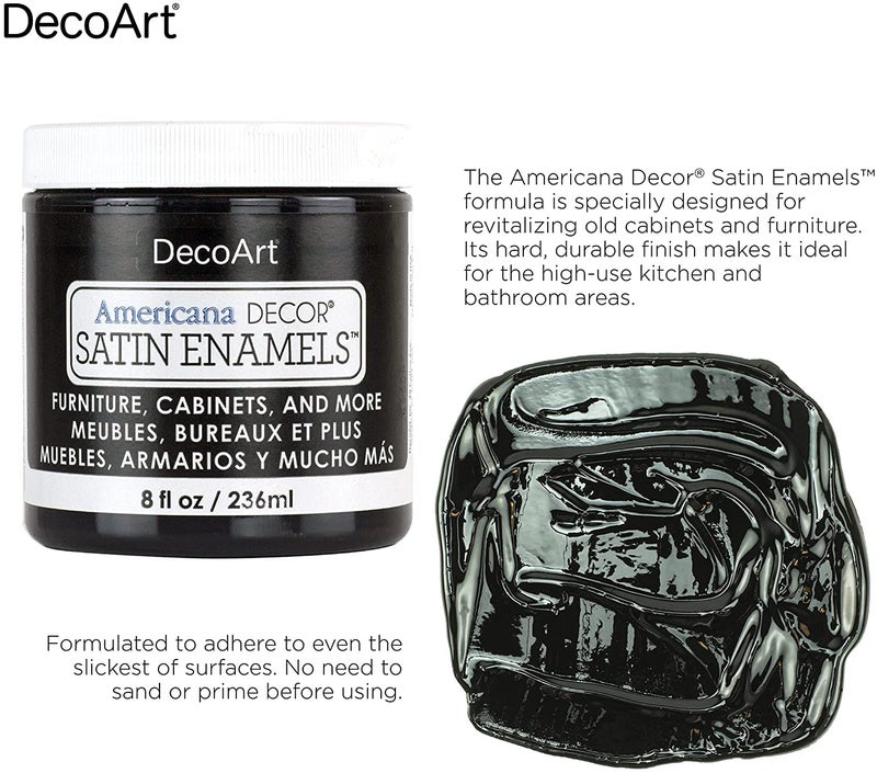 DecoArt Americana Decor Satin Enamels - 2 Pack 8 Oz Classic Black Acrylic Paint Set for Wall, Kitchen, Home Decor - DIY Projects & Home Design Furniture Paint Set with E-book - Image 4