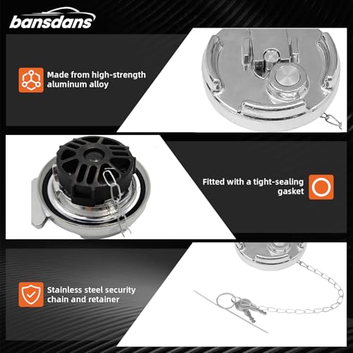 bansdans 2Pcs 11-04859-100 4" Locking Diesel Fuel Cap, Lever-Style Aluminum Fuel Tank Cap with Key Fit for 1972-2017 Peterbilt 330, 379, 389, 579, 587 Trucks, OE# 11-04859-200, 572.1015, 600212 - Image 4