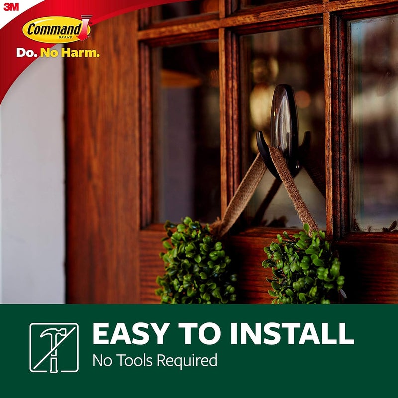 Command Outdoor Large Bronze Hooks, Holds up to 5 lb, 3 Hooks and 4 Strips, Damage Free Hanging Wall Hooks for Hanging Christmas Decorations with Weather Resistant Strips - Image 4
