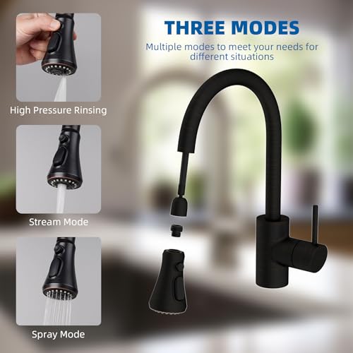 Hibbent Pull Down Kitchen Faucet Head Replacement NSFANSICAN 61 CUPC Certified 3Function Sink Spray Nozzle with 15 Adapters Compatible with Moen Delta Kohler Faucets OilRubbed Bronze - Image 3