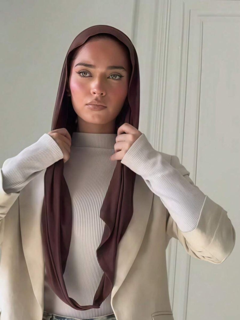 Women's Instant Classic Solid Color Hijab – Pre-Sewn Twisted Neck Scarf, Adjustable Versatile Turban, Soft Skin-Friendly Fabric for Daily, Sports & Yoga