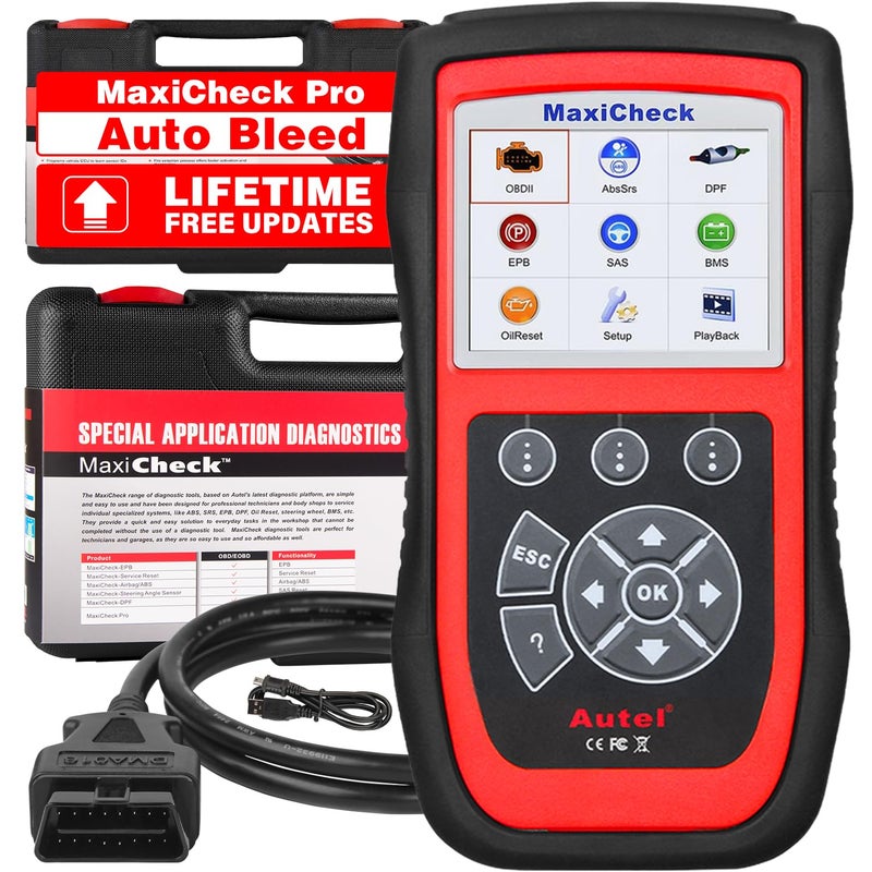 Autel MaxiCheck PRO AutoBleed Scan Tool ABS Brake Bleed with with ABS SRS Diagnostics Full OBDII BMS EPB SRS SAS Oil Reset Services for Specific Vehicles Free Update Functions Not for All Cars