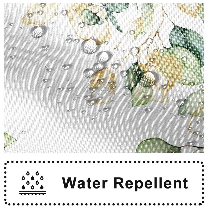 Ruelvth Sage Green Green Eucalyptus دش ستارة خضراء وأوراق الذهب ستارة الدش للحمام مقاوم للماء الستارة الدش النباتية مع السنانير 48 × 72 بوصة - Image 2
