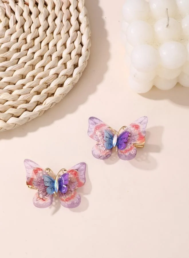 Take Two Pack of 10 - Purple Butterfly Hair Clips