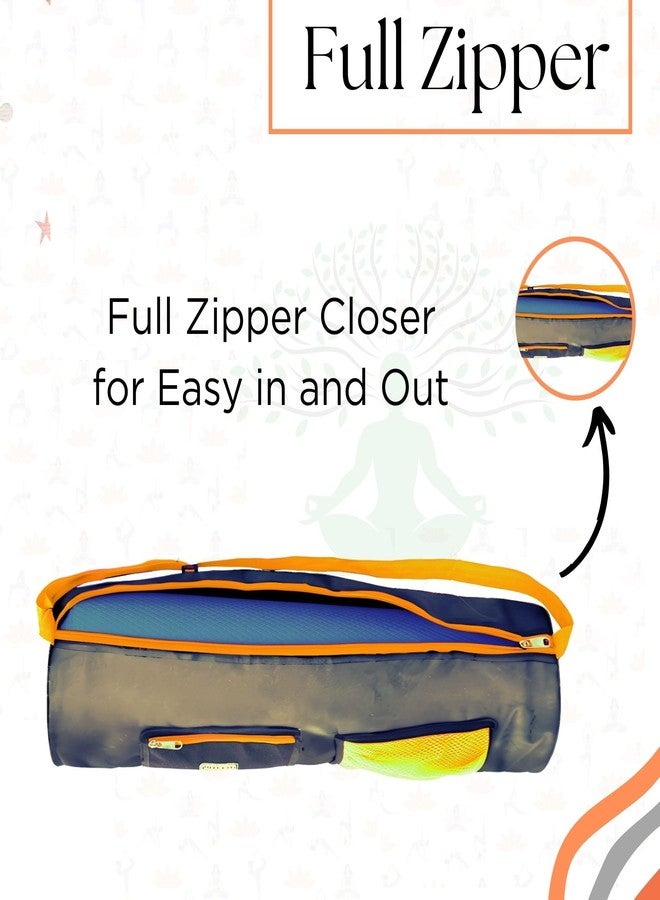 PHILLIN Yoga Mat Cover Bag with Adjustable Shoulder Strap - Waterproof Carry Bag for 4mm to 8mm Mats - Zipper Closure (Grey Orange) - Image 5