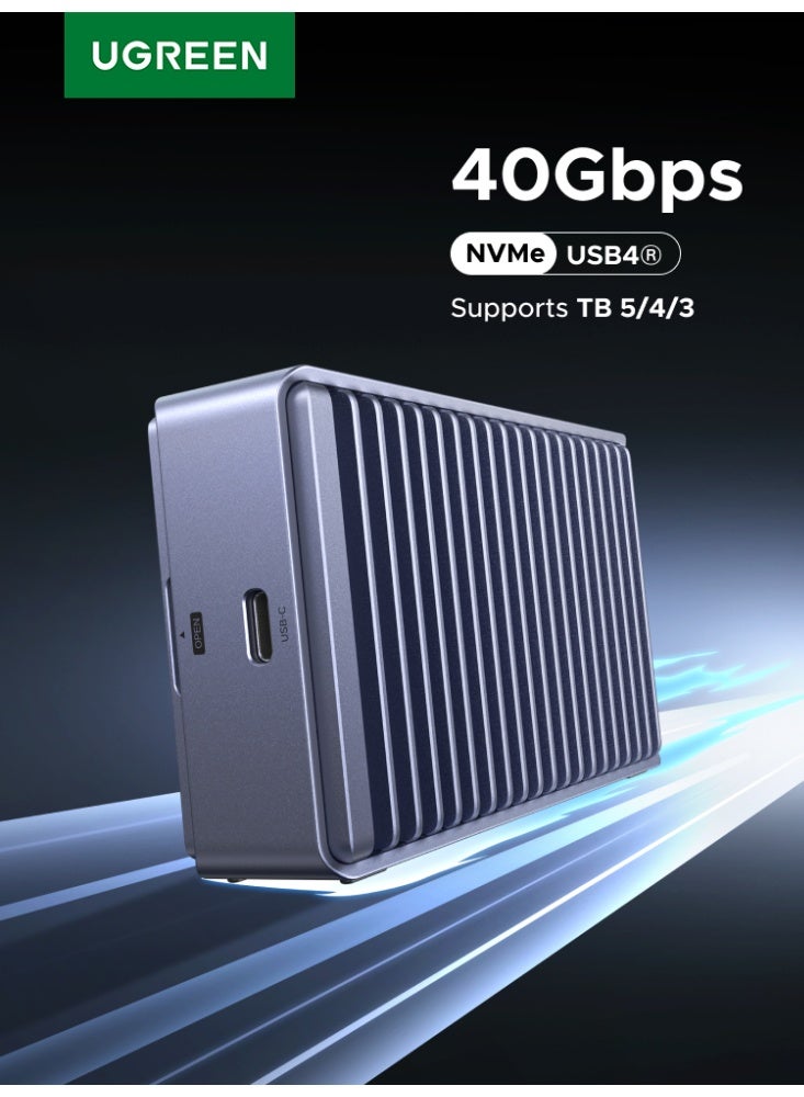 Ugreen M.2 NVMe SSD Case USB4 40Gbps Transfer, Silent Passive Cooling, Hard Disk Enclosure with UASP, S.M.A.R.T & TRIM, for 4K Editing and download massive data, Compatible with 8TB SSD, for Windows, Mac OS, Chrome OS Grey 40Gbps - Image 1