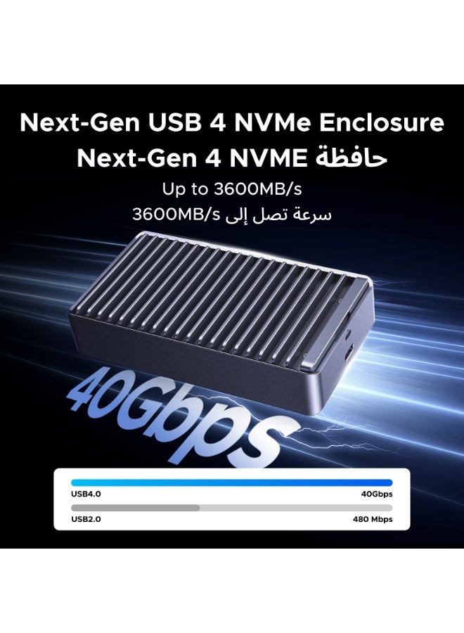 Ugreen M.2 NVMe SSD Case USB4 40Gbps Transfer, Silent Passive Cooling, Hard Disk Enclosure with UASP, S.M.A.R.T & TRIM, for 4K Editing and download massive data, Compatible with 8TB SSD, for Windows, Mac OS, Chrome OS Grey 40Gbps - Image 3