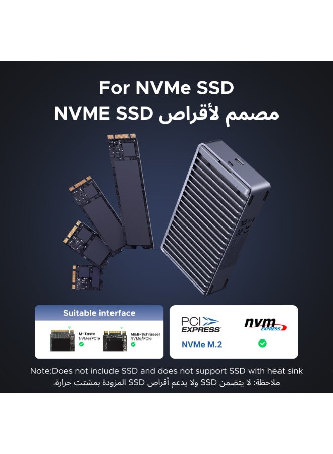 Ugreen M.2 NVMe SSD Case USB4 40Gbps Transfer, Silent Passive Cooling, Hard Disk Enclosure with UASP, S.M.A.R.T & TRIM, for 4K Editing and download massive data, Compatible with 8TB SSD, for Windows, Mac OS, Chrome OS Grey 40Gbps - Image 2