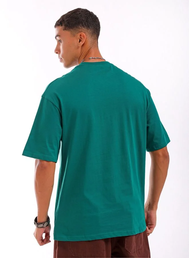 The Indian Garage Co Men Boxy Oversized Placement Print Round Neck Tshirt