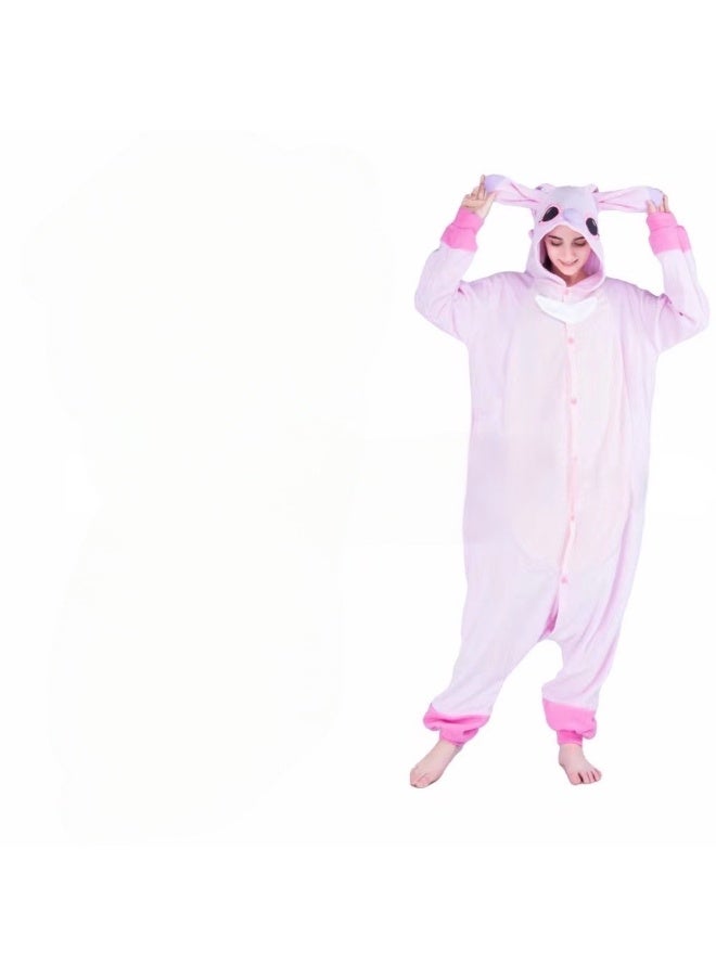 JAYATO Pink Sticker Baby Fall/Winter Flannel Cartoon Animal One-Piece Sleepwear for Outdoor and Indoor Use - Couple Style - XL - Image 2