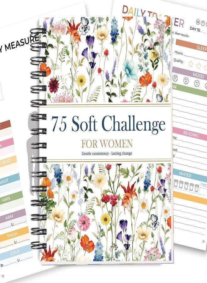 HAMIEW 75 Soft Challenge Journal for Women - A5 Spiral 75-Day Habit Tracker Planner, 108-Page Full-Color Daily Logs, Weekly Reviews, Meal Water Workout Reading Tracker - Image 1