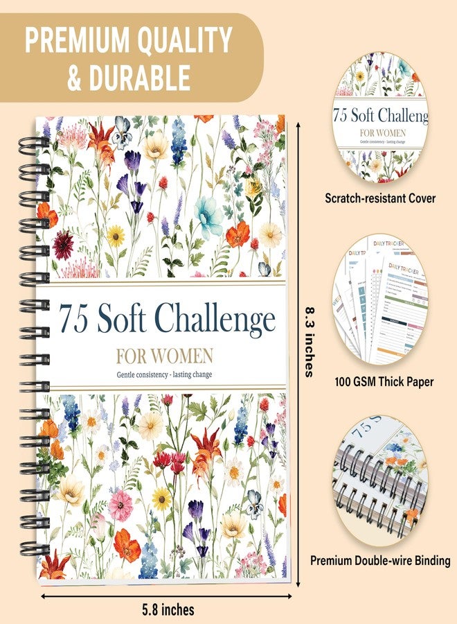 HAMIEW 75 Soft Challenge Journal for Women - A5 Spiral 75-Day Habit Tracker Planner, 108-Page Full-Color Daily Logs, Weekly Reviews, Meal Water Workout Reading Tracker - Image 2