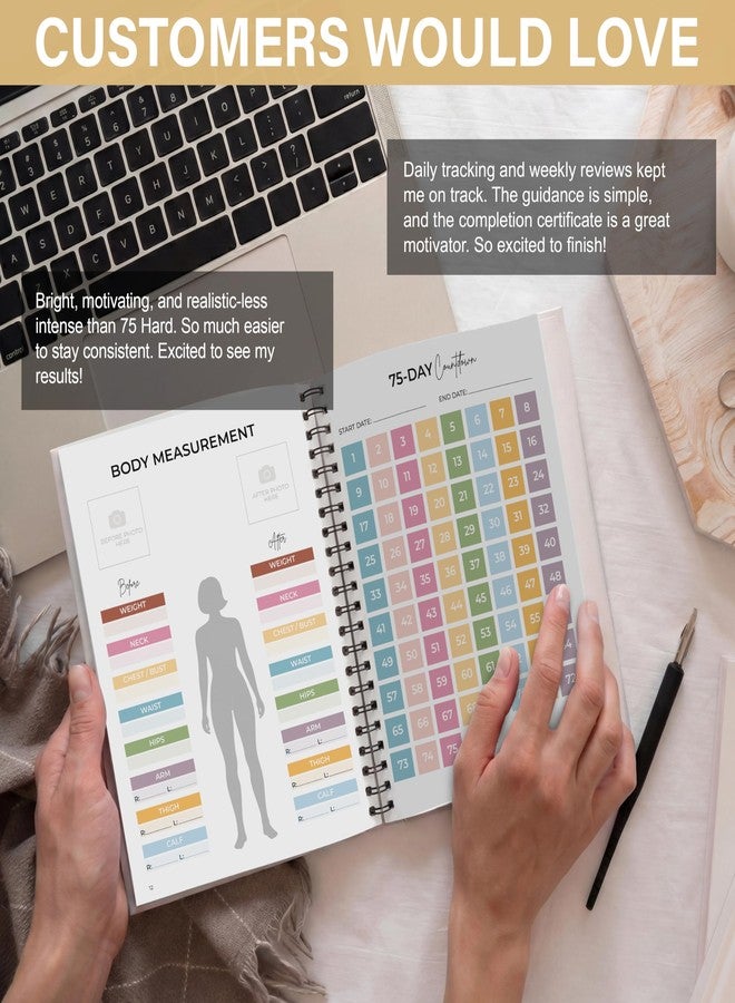 HAMIEW 75 Soft Challenge Journal for Women - A5 Spiral 75-Day Habit Tracker Planner, 108-Page Full-Color Daily Logs, Weekly Reviews, Meal Water Workout Reading Tracker - Image 5