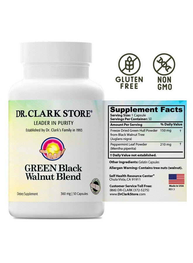 Dr Clark Store Dr Clark Green Black Walnut Blend - Freeze Dried Hull Dietary Supplement, Extra Strength Formula from All Natural Walnuts, Supports Healthy Intestinal Environment, 360mg, 50 Gelatin Capsules - Image 3