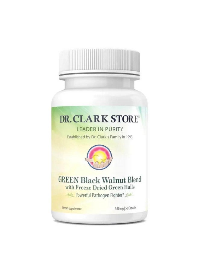 Dr Clark Store Dr Clark Green Black Walnut Blend - Freeze Dried Hull Dietary Supplement, Extra Strength Formula from All Natural Walnuts, Supports Healthy Intestinal Environment, 360mg, 50 Gelatin Capsules - Image 1