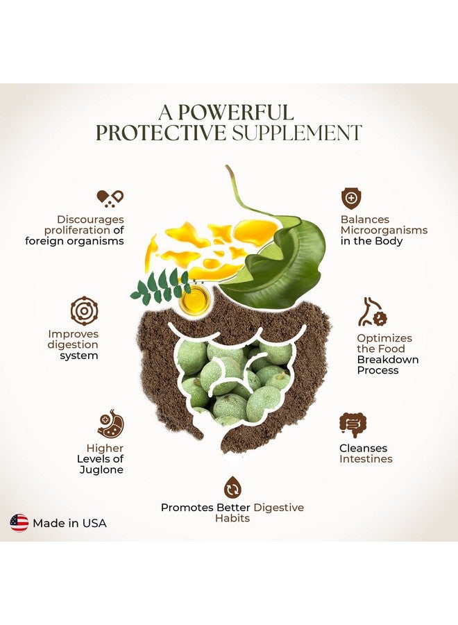 Dr Clark Store Dr Clark Green Black Walnut Blend - Freeze Dried Hull Dietary Supplement, Extra Strength Formula from All Natural Walnuts, Supports Healthy Intestinal Environment, 360mg, 50 Gelatin Capsules - Image 2