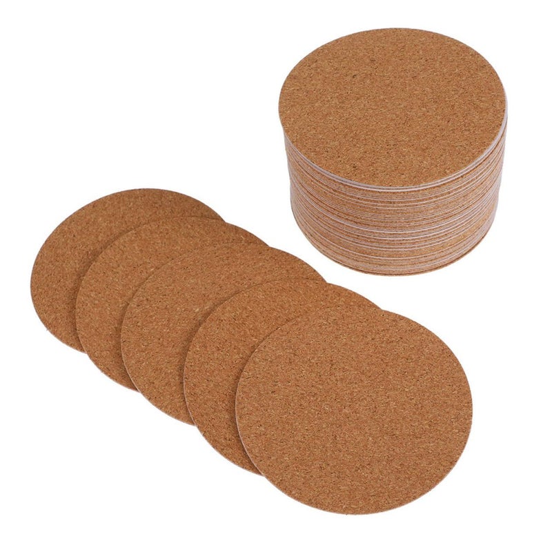 Self Adhesive Cork Coasters Set Of 60 Anti Skid Waterproof Cup Mats For Home Office - Image 2