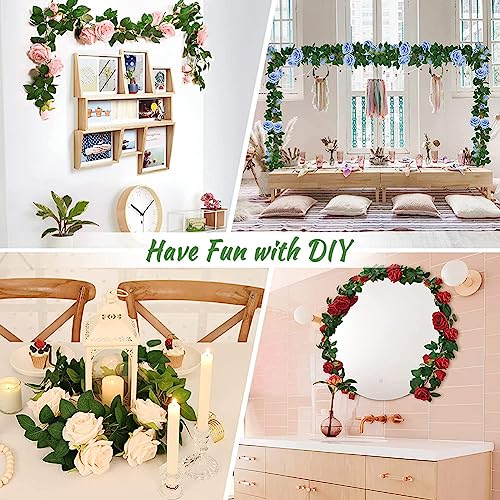 BowieMall Artificial Rose Garland Artificial Silk Rose Flower Vines Hanging Floral Garland For Backdrop Wedding Party Garden Hotel Outdoor Wall Decorations (9 Flower, Pink), 5 Centimeters - Image 5