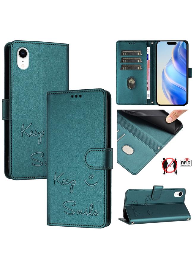S-TOP Case For iPhone XR Smile Embossing RFID Leather Phone Case - Image 1