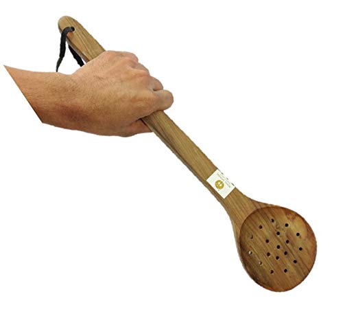 ARMAN SPOONS Believe in Quality Wooden Skimmer Genuine Teak Wood Cooking Spatulas Ladles Wooden SkimmerSpoons for Pan Nonstick Large 16 INCH Length - Image 1