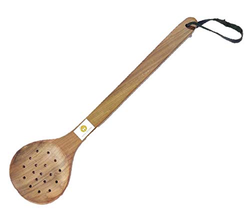 ARMAN SPOONS Believe in Quality Wooden Skimmer Genuine Teak Wood Cooking Spatulas Ladles Wooden SkimmerSpoons for Pan Nonstick Large 16 INCH Length - Image 3