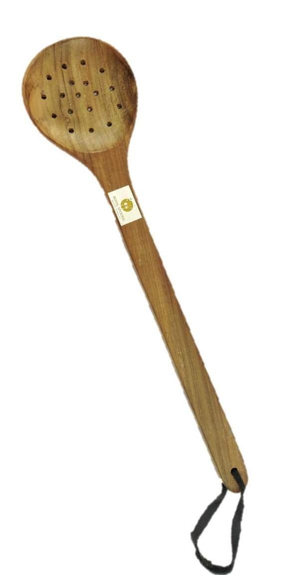 ARMAN SPOONS Believe in Quality Wooden Skimmer Genuine Teak Wood Cooking Spatulas Ladles Wooden SkimmerSpoons for Pan Nonstick Large 16 INCH Length - Image 4