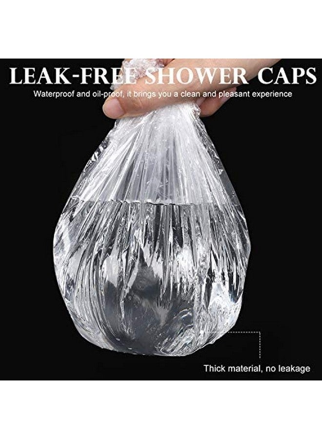 VEGOLS 100Pcs Disposable Shower Caps For Women, Individually Wrapped Thickening Elastic Clear Plastic Bath Caps, Portable Waterproof Hair Cap For Travel Spa, Home Use, Hotel And Hair Salon Clear  - Image 3