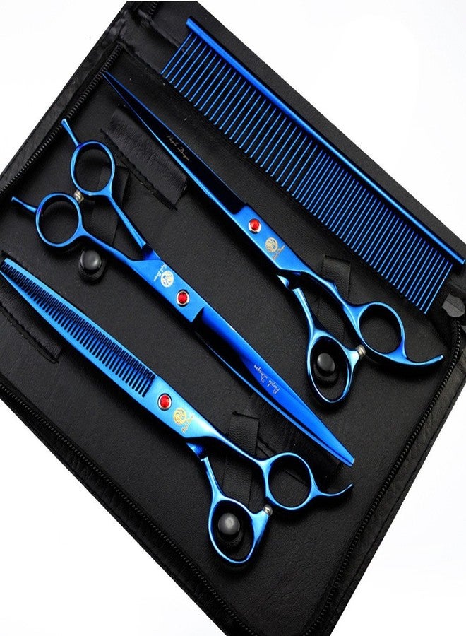 Purple Dragon 8 inch 3 in 1 Professional Pet Grooming Thinning(Blue) - Image 1