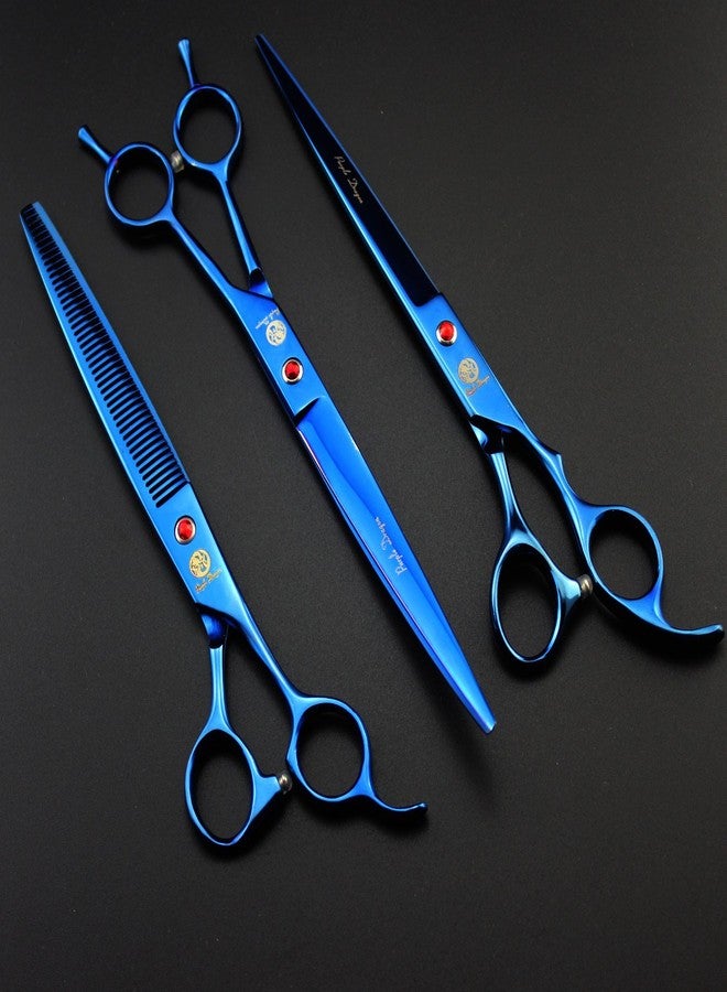 Purple Dragon 8 inch 3 in 1 Professional Pet Grooming Thinning(Blue) - Image 5