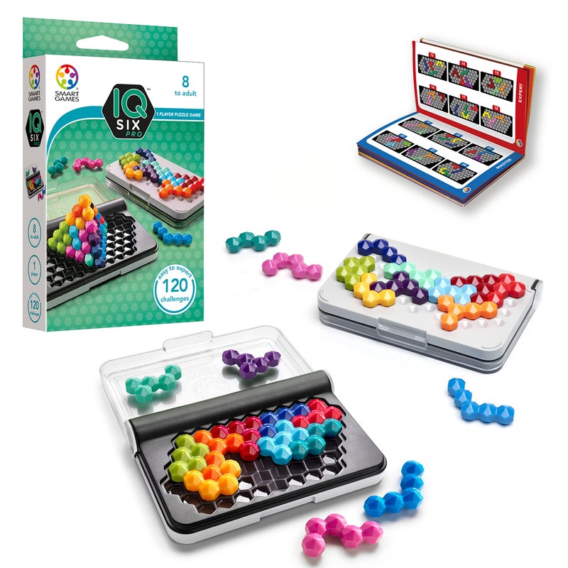 SmartGames IQ Six Pro Travel Game for Kids and Adults, a Skill-Building Brain Game - Brain Teaser for Ages 8 & Up, 120 Challenges in Travel-Friendly Case - Image 1