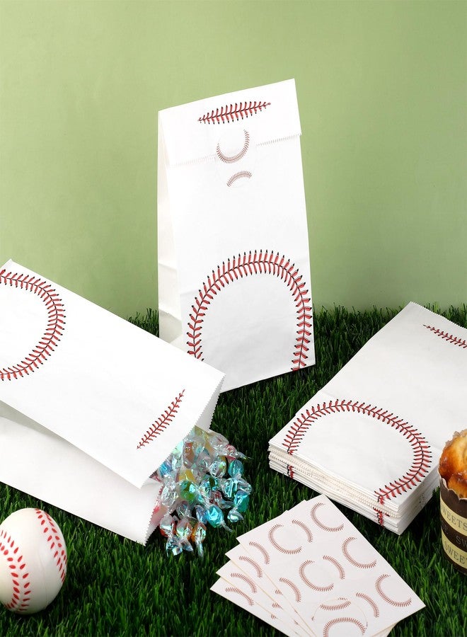 MIMIND 24 Pack Baseball Party Favor Bags with Stickers Paper Gift Bag Baseball Goodie Bag Candy Treat Bags Sports Game Themed Birthday Party Supplies Team Celebrations - Image 4