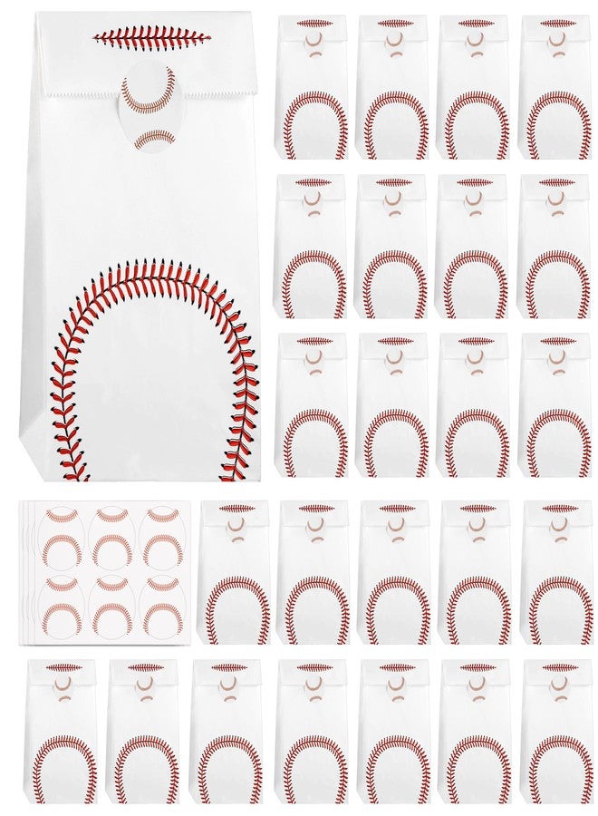 MIMIND 24 Pack Baseball Party Favor Bags with Stickers Paper Gift Bag Baseball Goodie Bag Candy Treat Bags Sports Game Themed Birthday Party Supplies Team Celebrations - Image 1