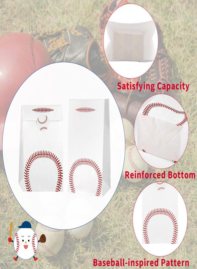 MIMIND 24 Pack Baseball Party Favor Bags with Stickers Paper Gift Bag Baseball Goodie Bag Candy Treat Bags Sports Game Themed Birthday Party Supplies Team Celebrations - Image 3