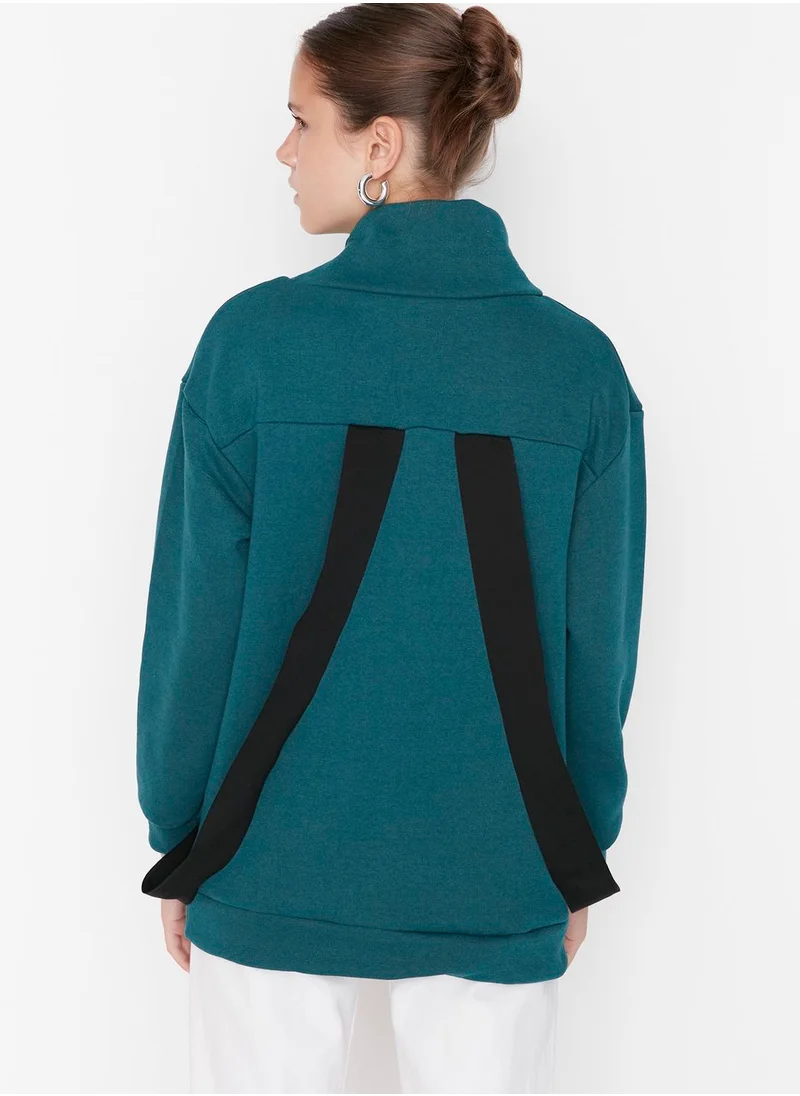 trendyol High Neck Printed Sweatshirt