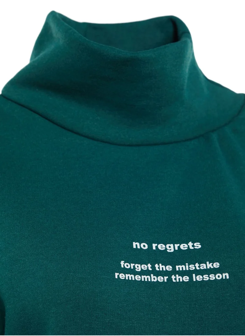 trendyol High Neck Printed Sweatshirt