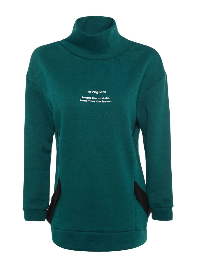 trendyol High Neck Printed Sweatshirt