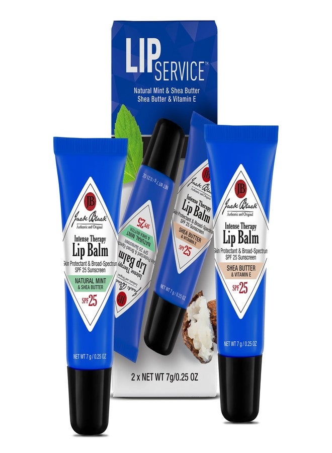 Jack Black Lip Balm Service Set - Intense Therapy Natural Mint & Shea Butter + Shea Butter with Vitamin E, SPF 25 Sun Protection, Lip Moisturizer, Hydrating Balm with SPF Sunscreen - Image 1