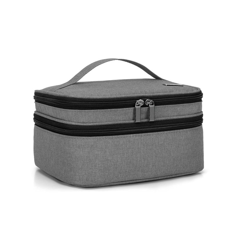 حافظة طلاء الأظافر LUXJA - تحمل 30 زجاجة (15 مل - 0.5 أونصة سائلة)، منظم ذو طبقتين لطلاء الأظافر ومجموعة العناية بالأظافر، رمادي (حقيبة فقط)