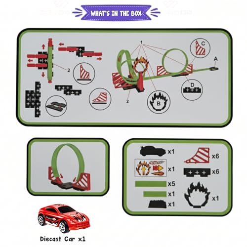 VRION® 22 Pices,360 Degree Loop Racing Track Game and 1 Pull Back Metal Alloy Car Play Set for Kids 10 Years and up, Unique Toys,Birthday Gift, Diwali Gift, Khilona for Boys ​(Kids Edition3) - Image 2
