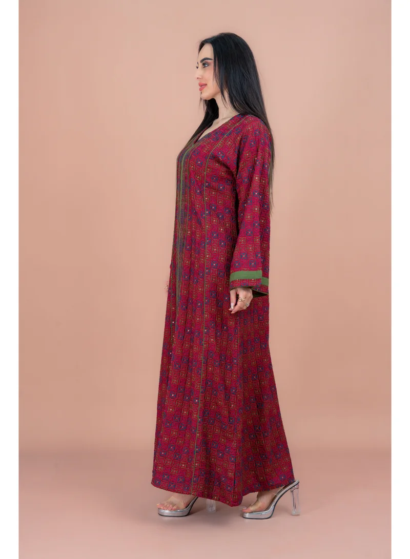 IKKXA Modern Embroidered Jalabiya IN093 Red