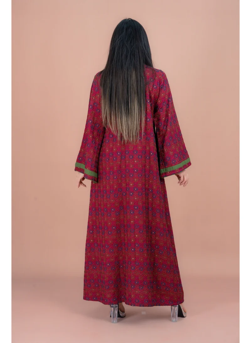 IKKXA Modern Embroidered Jalabiya IN093 Red