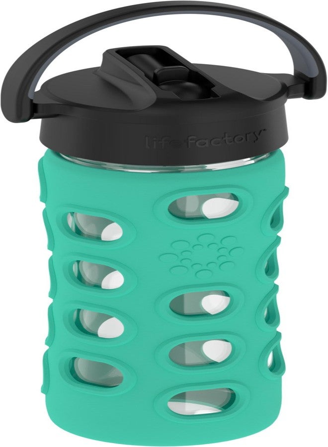 Lifefactory 12-Ounce Glass Water Bottle with Pivot Straw Cap and Protective Silicone Sleeve, Kale - Image 2
