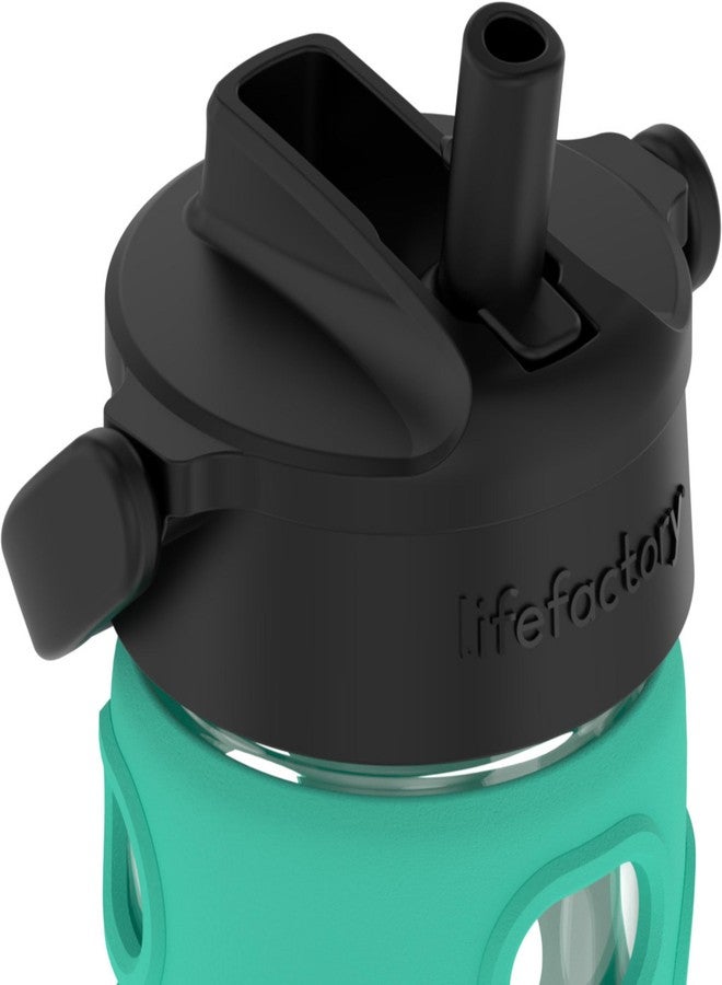 Lifefactory 12-Ounce Glass Water Bottle with Pivot Straw Cap and Protective Silicone Sleeve, Kale - Image 3