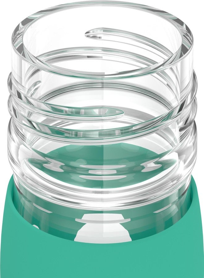 Lifefactory 12-Ounce Glass Water Bottle with Pivot Straw Cap and Protective Silicone Sleeve, Kale - Image 4