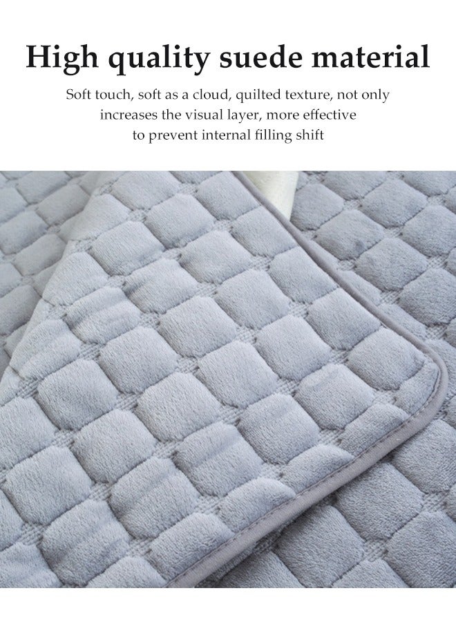 DUNISO 2 Pcs Sofa Cover, Flannel Sofa Protective Cover, Anti Slip Furniture Cover, Dust Proof Pet Mat, Anti Fouling And Wear Resistant, Suitable For Use In All Seasons，Grey - Image 5